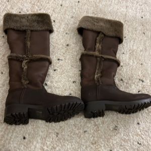 Tory Burch Talouse Over the Knee Shearling and Leather Boot